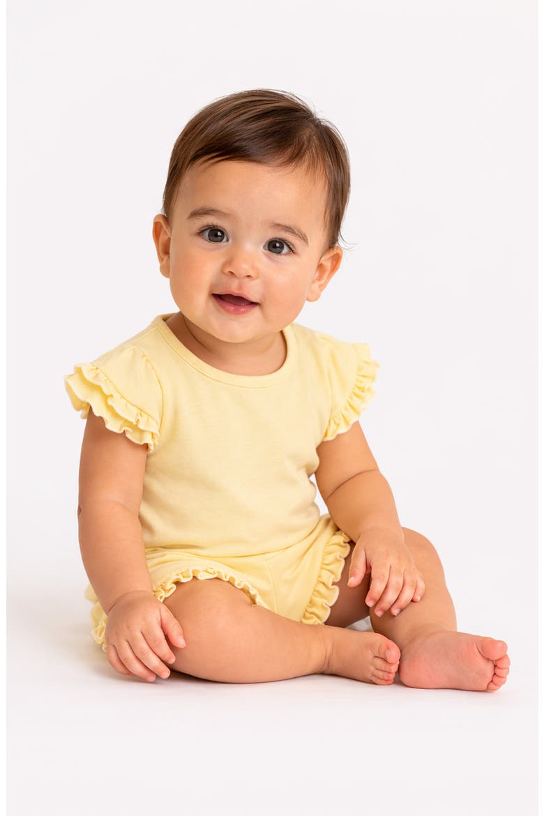 Yellow Ruffle Terry Short Set Ruffle French Terry Top & Shorts Set (Women) | Nordstrom