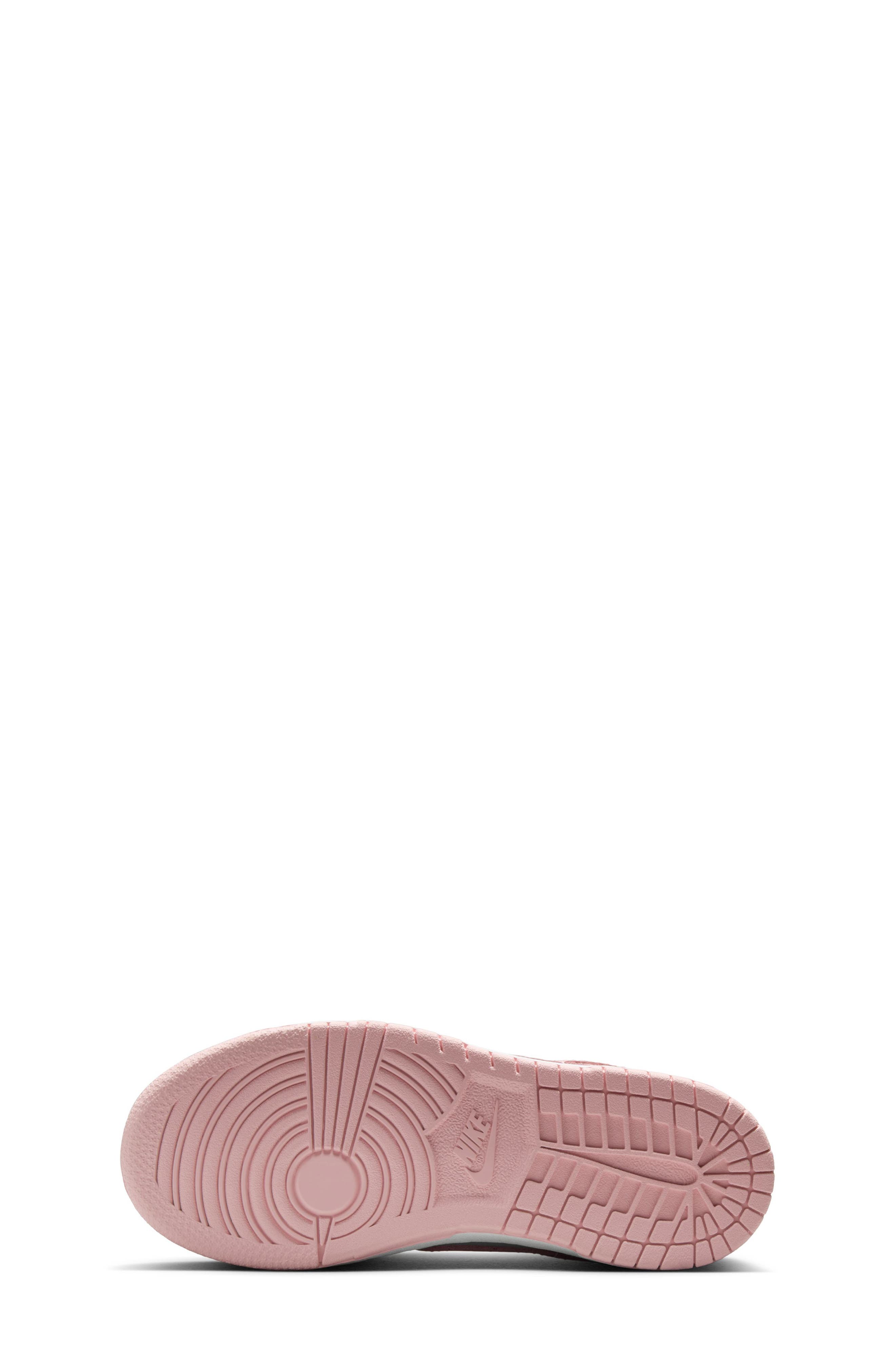 Nike Kids' Dunk Low Basketball Sneaker, Alternate, color, White/ Pink Glaze/ Pomegranate