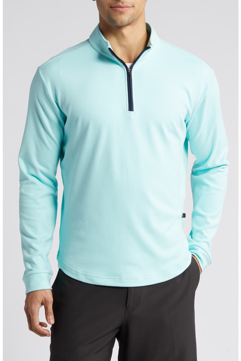 Emery Quarter Zip Golf Pullover, Main, color, AQUA