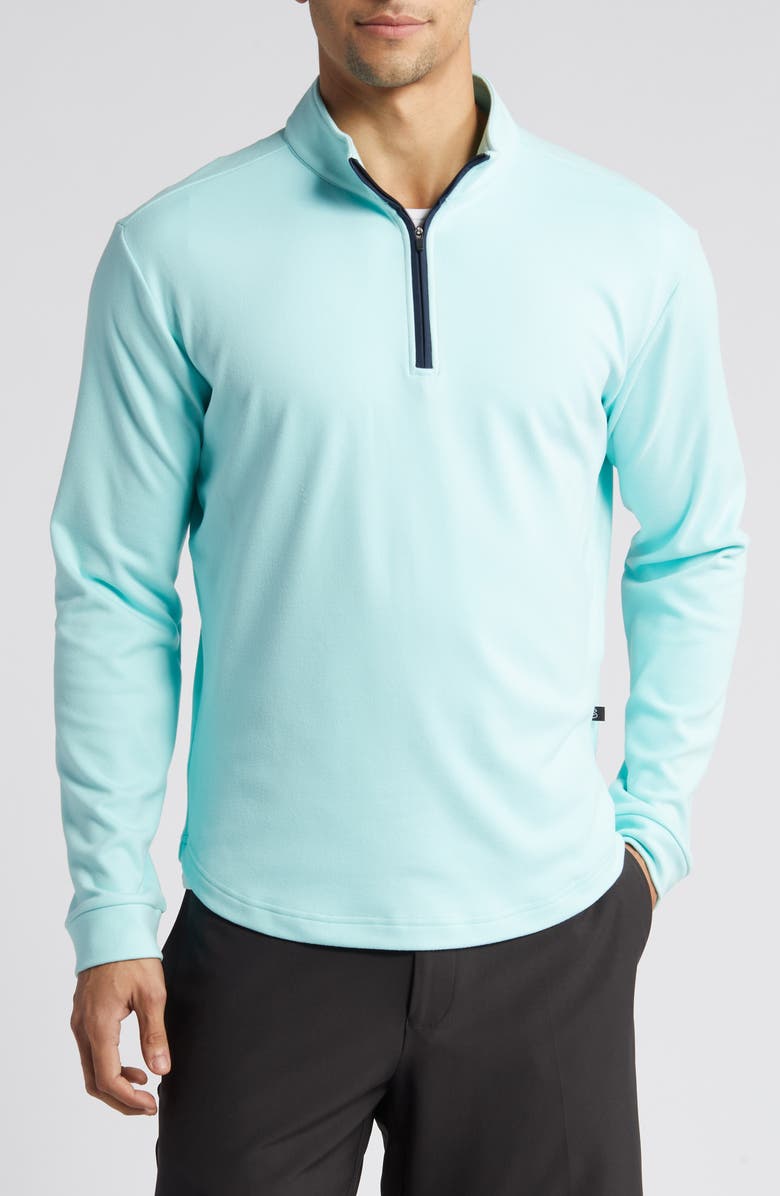 Swannies Emery Quarter Zip Golf Pullover, Main, color, Aqua