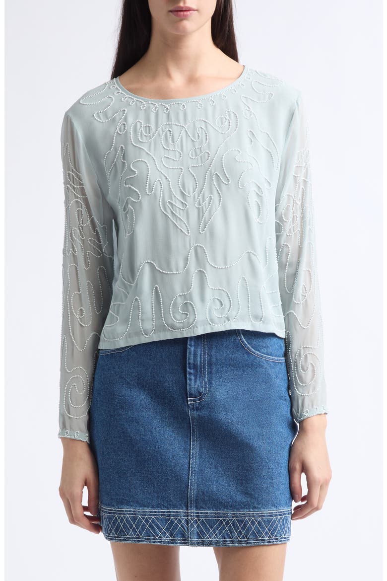 Cirrus Beaded Silk Georgette Top, Main, color, BLUE