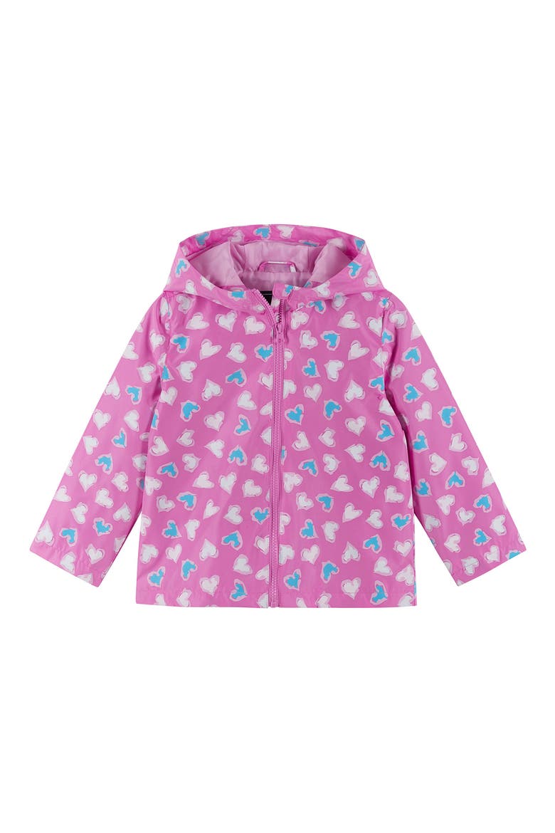 Kids' Heart Print Color Change Rain Jacket, Main, color, PINK MULTI