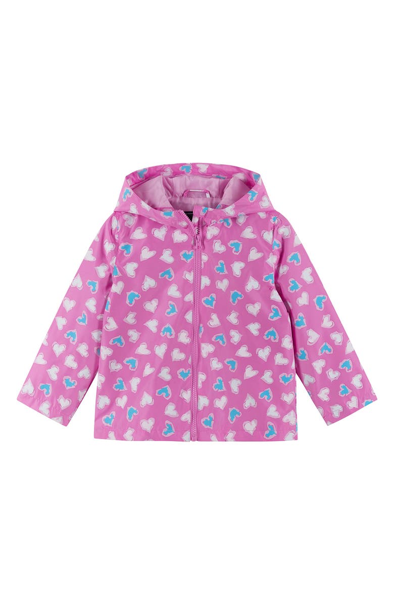 Andy & Evan Kids' Heart Print Color Change Rain Jacket, Main, color, Pink Multi