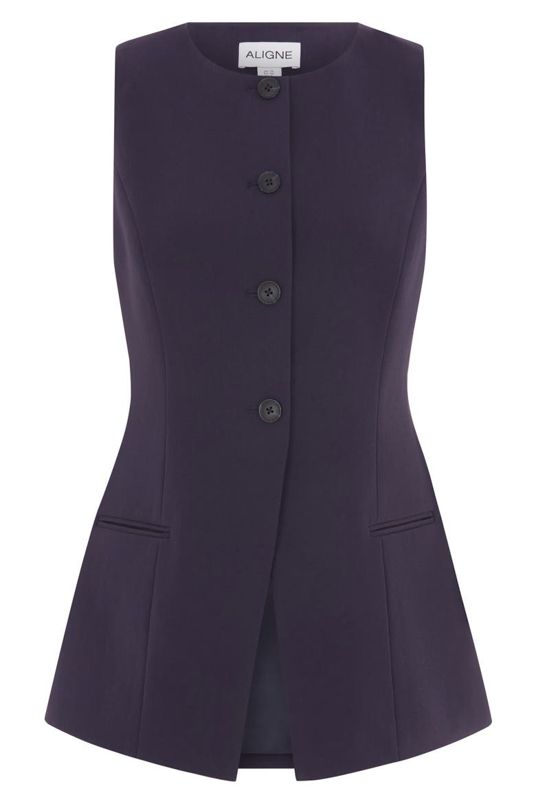 Leo Collarless Vest, Alternate, color, NAVY