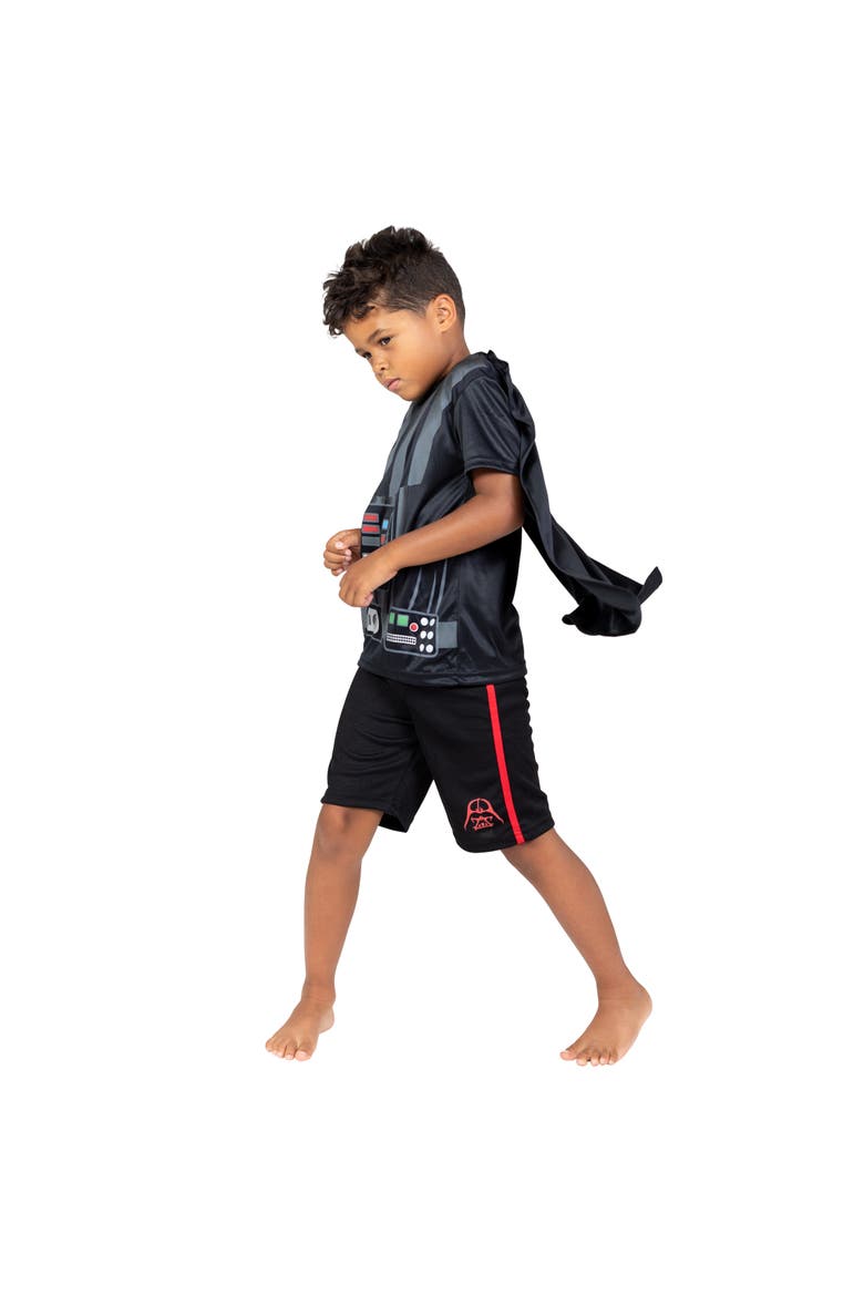 Darth Vader Cosplay T-Shirt Shorts and Cape Set, Alternate, color, Darth Vader Black
