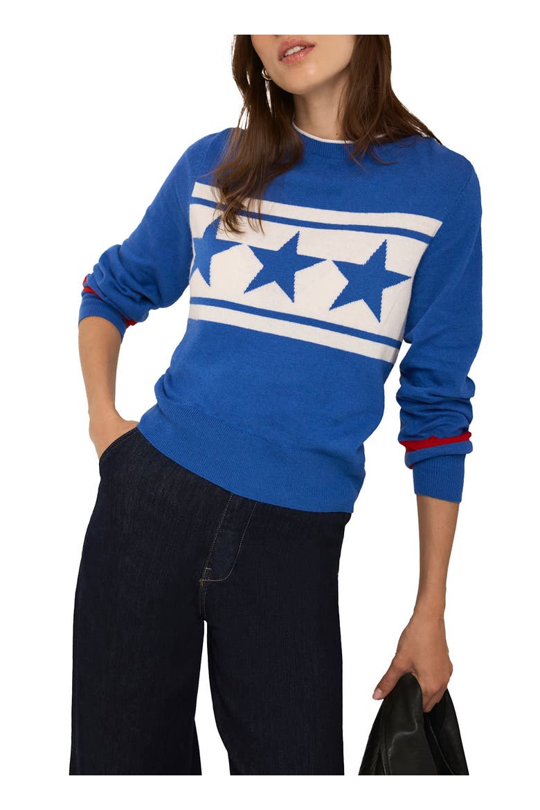 Cotton Blend Star Knit Sweater, Main, color, Blue