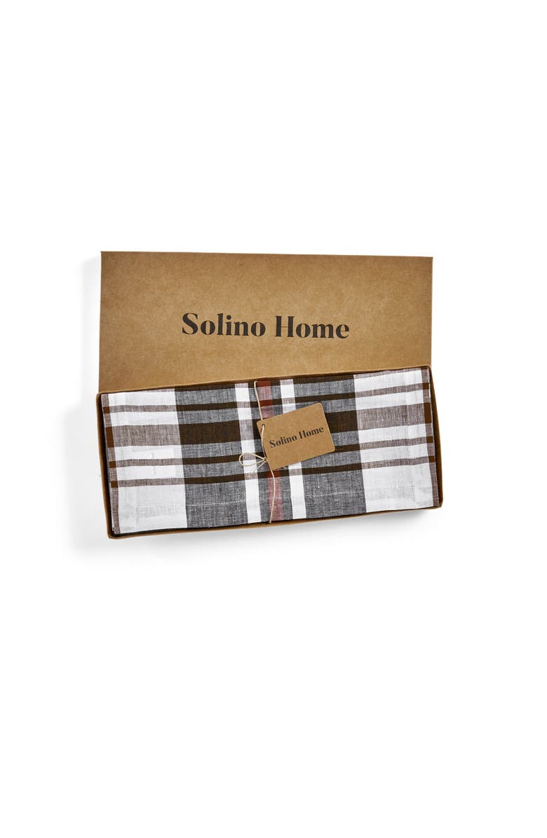 Solino Home Linen Table Runner for Dining Table, Holiday and Everyday Table Decor - Oxford Plaid, Alternate, color, 
