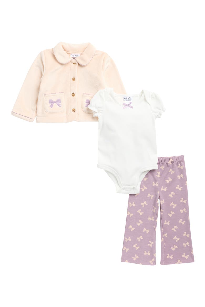 Kids' 3-Piece Fleece Jacket, Bodysuit & Pants Set, Main, color, SAND DOLLAR