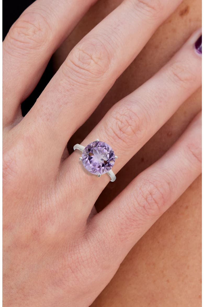 Semiprecious Stone Solitaire Ring, Alternate, color, SILVER/ AMETHYST