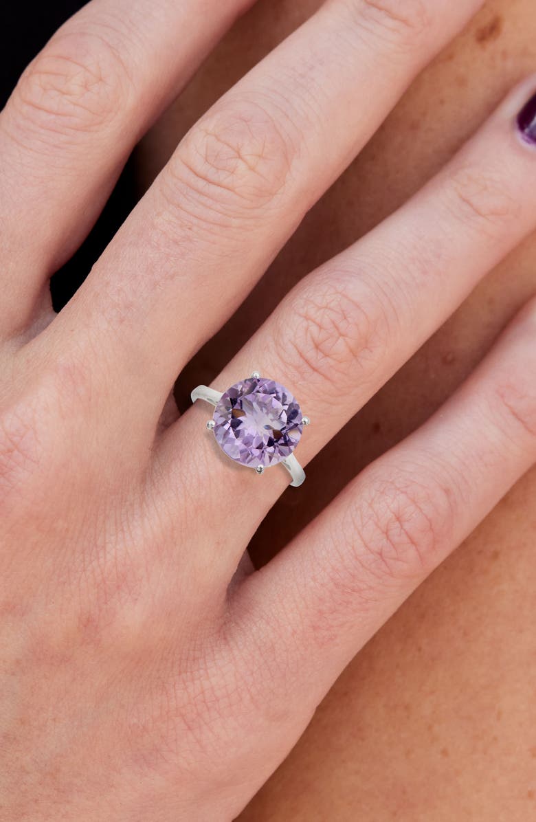 SAVVY CIE JEWELS Semiprecious Stone Solitaire Ring, Alternate, color, Silver/ Amethyst