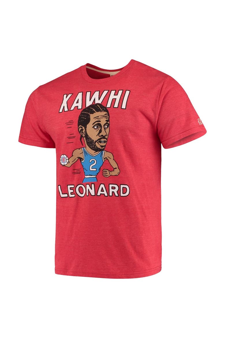 Men's Kawhi Leonard Red LA Clippers Caricature Tri-Blend T-Shirt, Alternate, color, Red