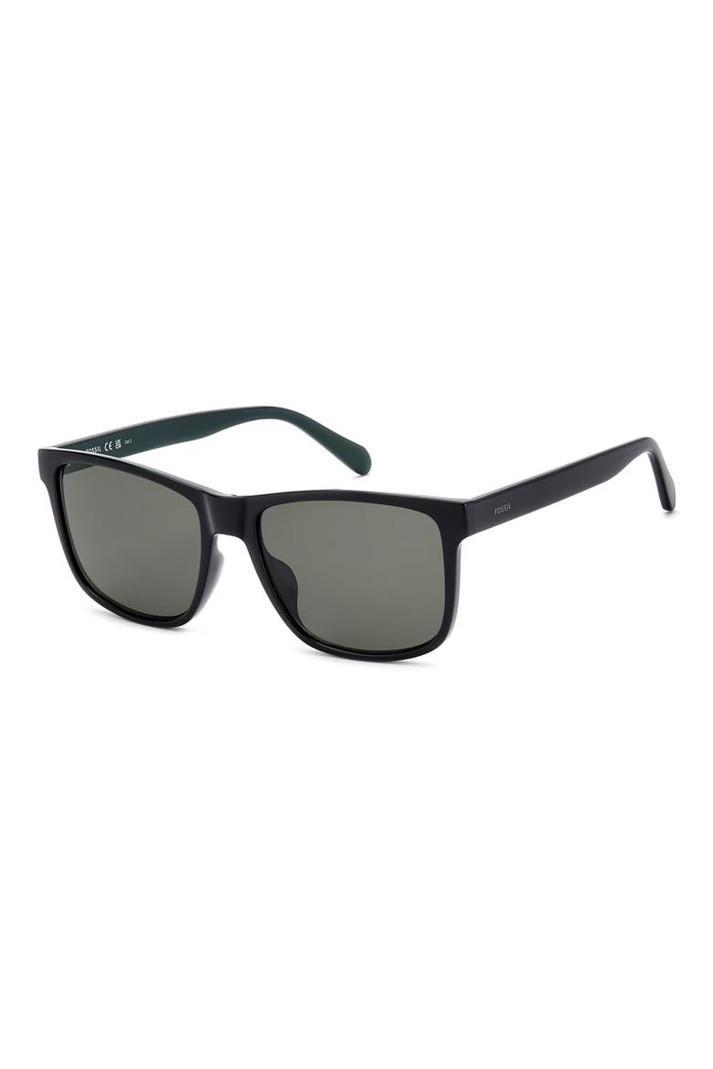 FOS 3187/G/S 57mm Rectangular Sunglasses, Alternate, color, SHINY BLACK/ BROWN