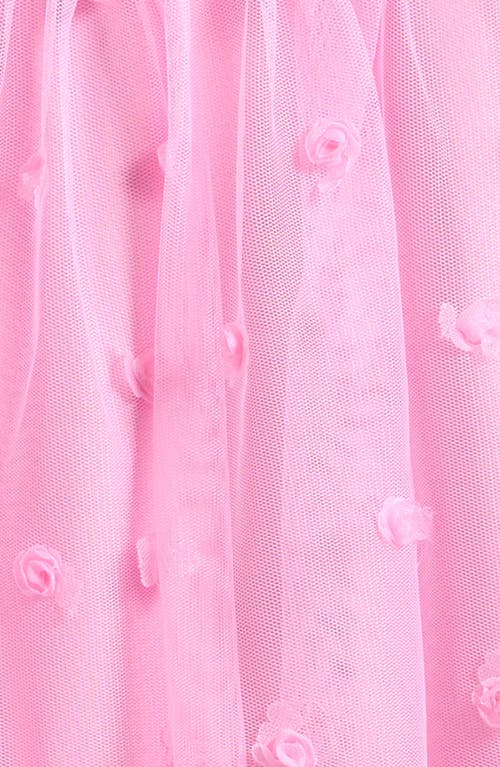 Ava & Yelly Kids' Rosette Tiered Mesh Party Dress In Pink
