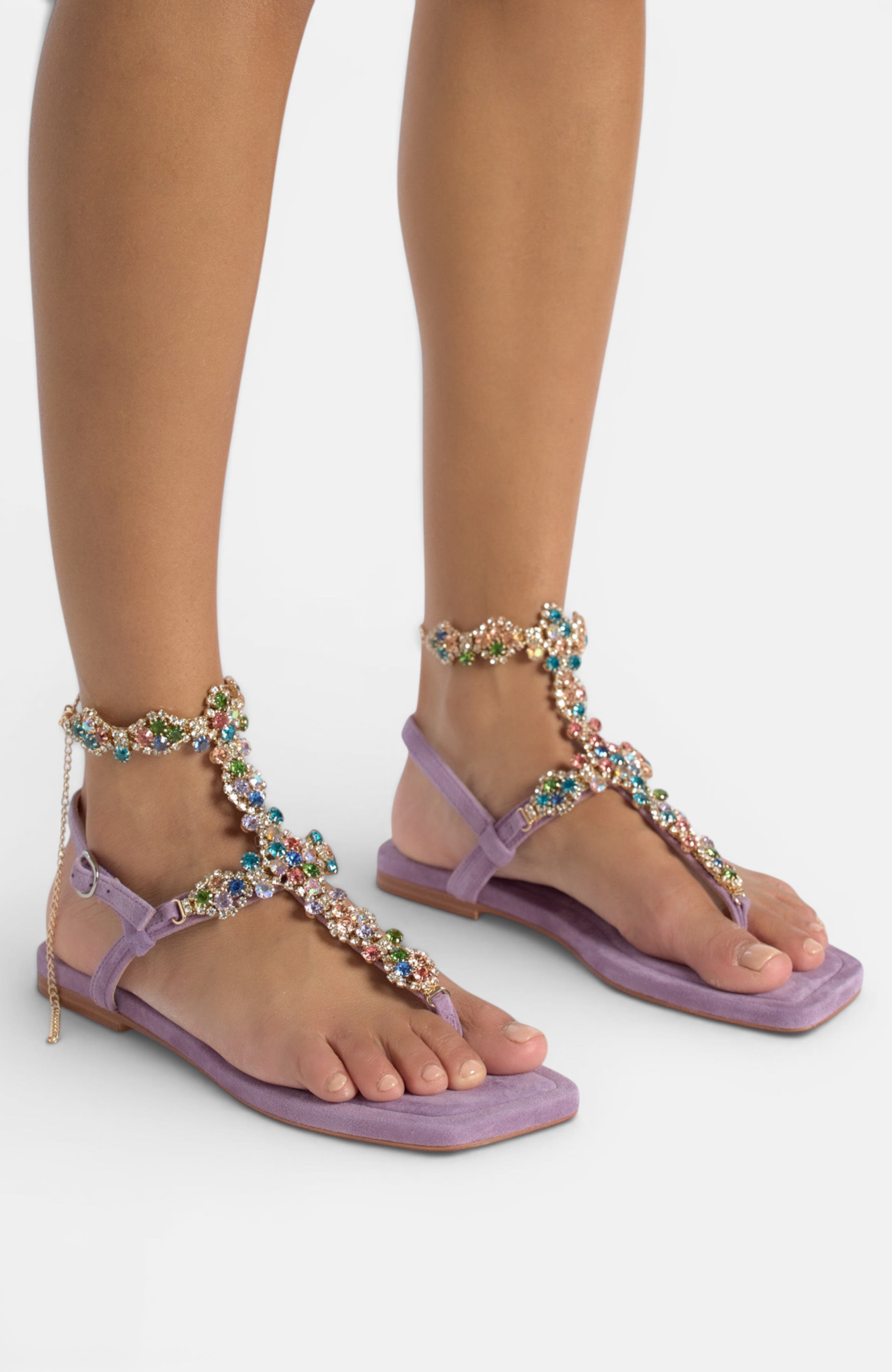 Multicolour Rhinestone Sandal, Alternate, color, Purple
