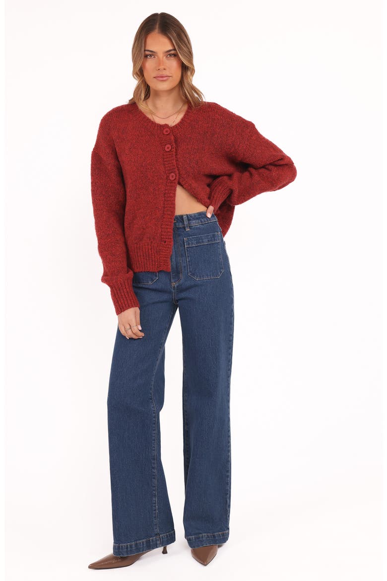 Lucah Fuzzy Cardigan, Alternate, color, DARK RED