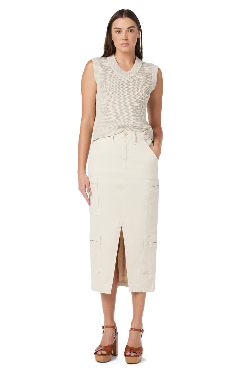 Hudson Jeans Welt Cargo Pocket Midi Skirt, Alternate, color, Bleached Sand