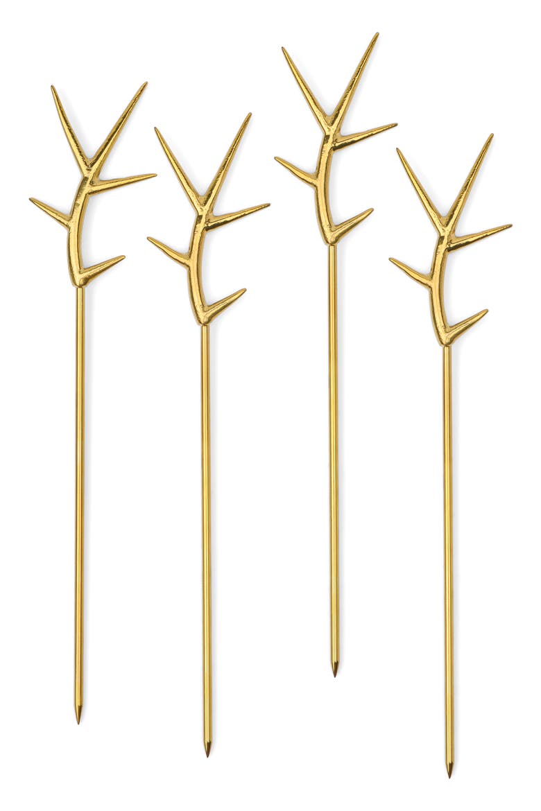 Ozzy Set of 4 Bloody Mary Picks, Main, color, GOLD