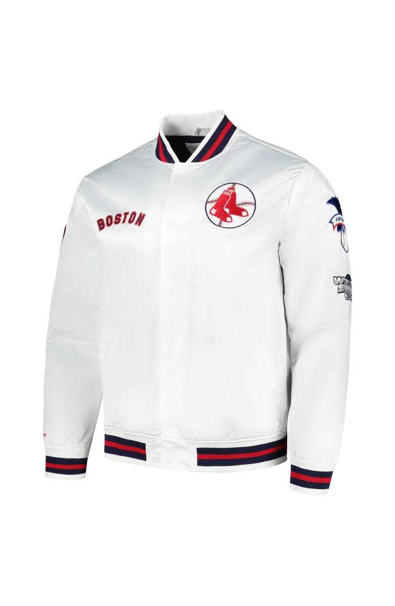 Mitchell & Ness Men's Mitchell & Ness White Boston Red Sox City Collection Satin Full-Snap Varsity Jacket, Alternate, color, White