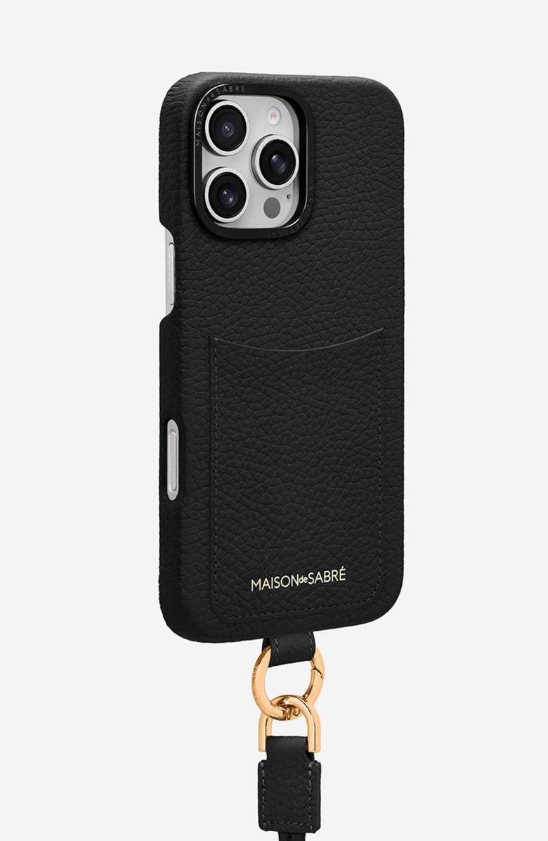 MAISON de SABRÉ Sling Phone Case, Alternate, color, Black Caviar