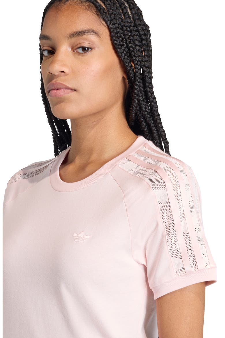 Cali Lace Inset Cotton T-Shirt, Alternate, color, SANDY PINK