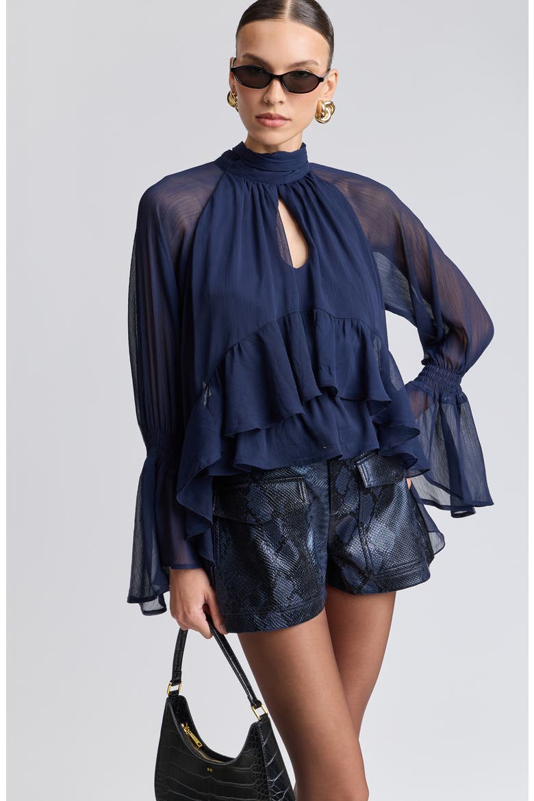Python Print Faux Leather Shorts, Alternate, color, NAVY PYTHON