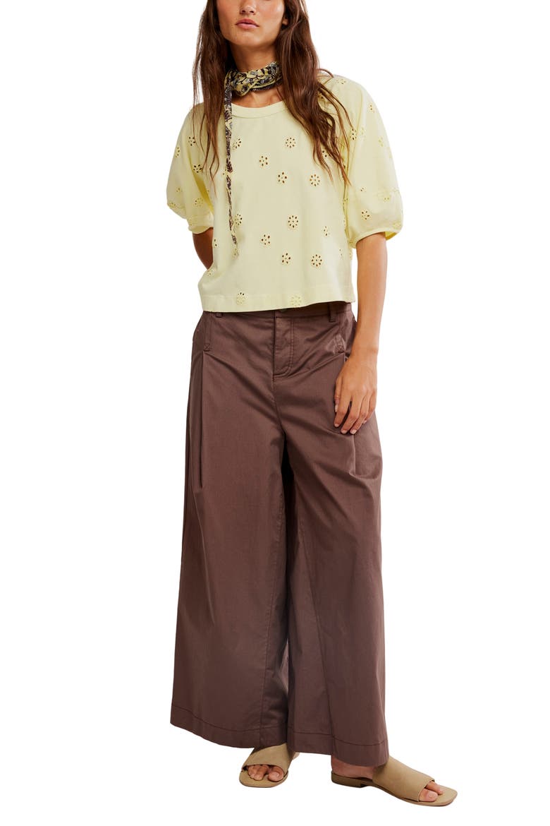 Jessie Eyelet Puff Sleeve Top, Alternate, color, LEMON WATER COMBO