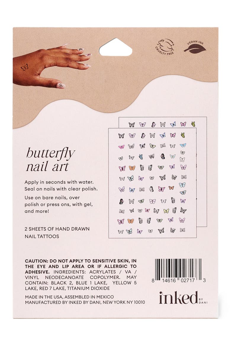 Butterfly Nail Art Temporary Tattoos, Alternate, color, MULTI
