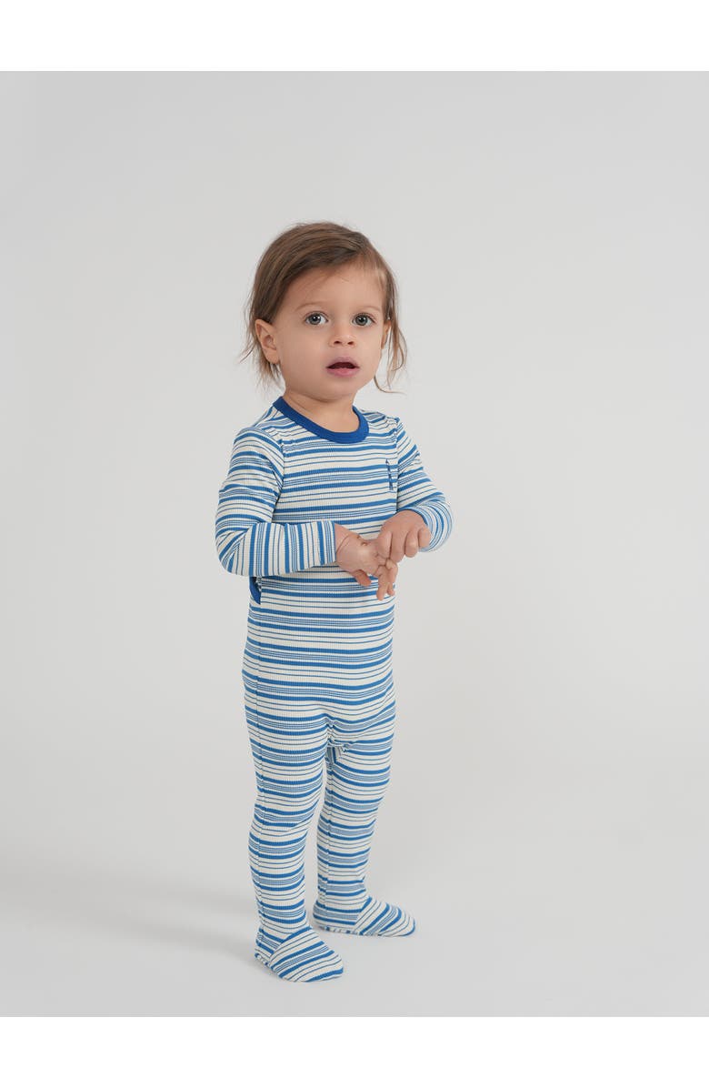 Whipped Cocoa Striped Lighthouse Long Sleeve Footed Romper, Alternate, color, Blue