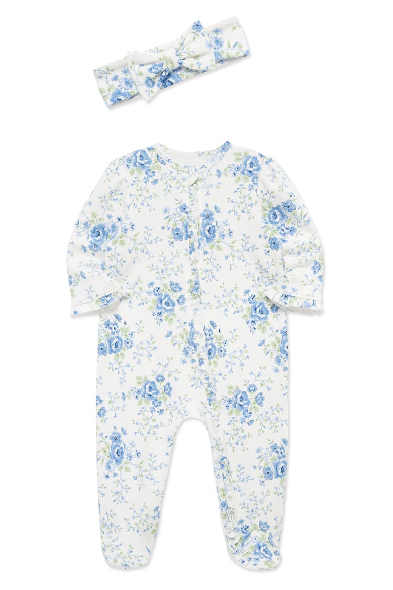 Blue Floral Footie & Headband Set (Nordstrom Exclusive), Alternate, color, FLORAL