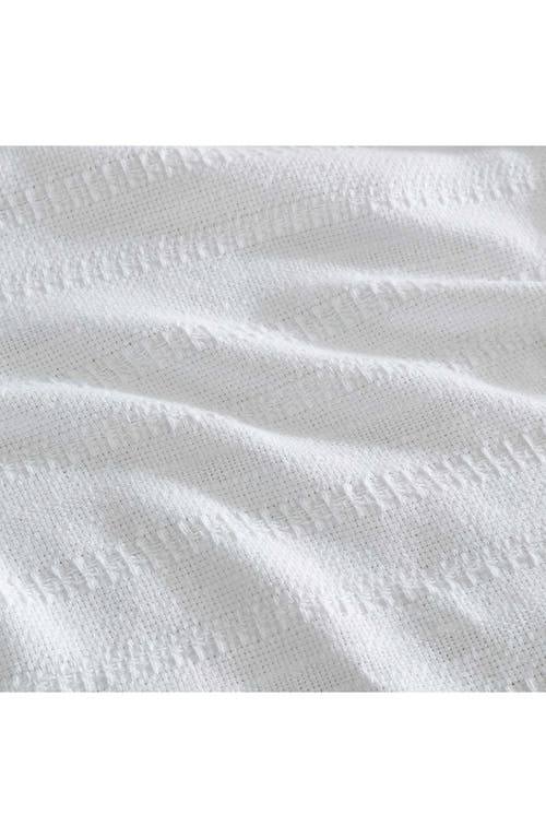 Eddie Bauer Variegated Weave Stripe Cotton Blanket In White