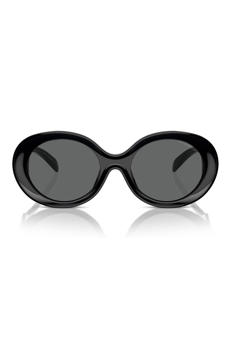 53mm Oval Sunglasses, Main, color, SHINY BLACK / DARK GREY