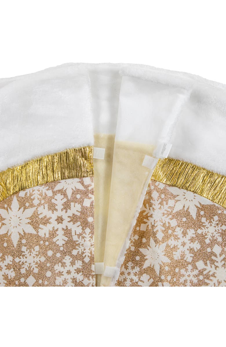 Northlight 48" White and Gold Snowflake Christmas Tree Skirt, Alternate, color, Gold