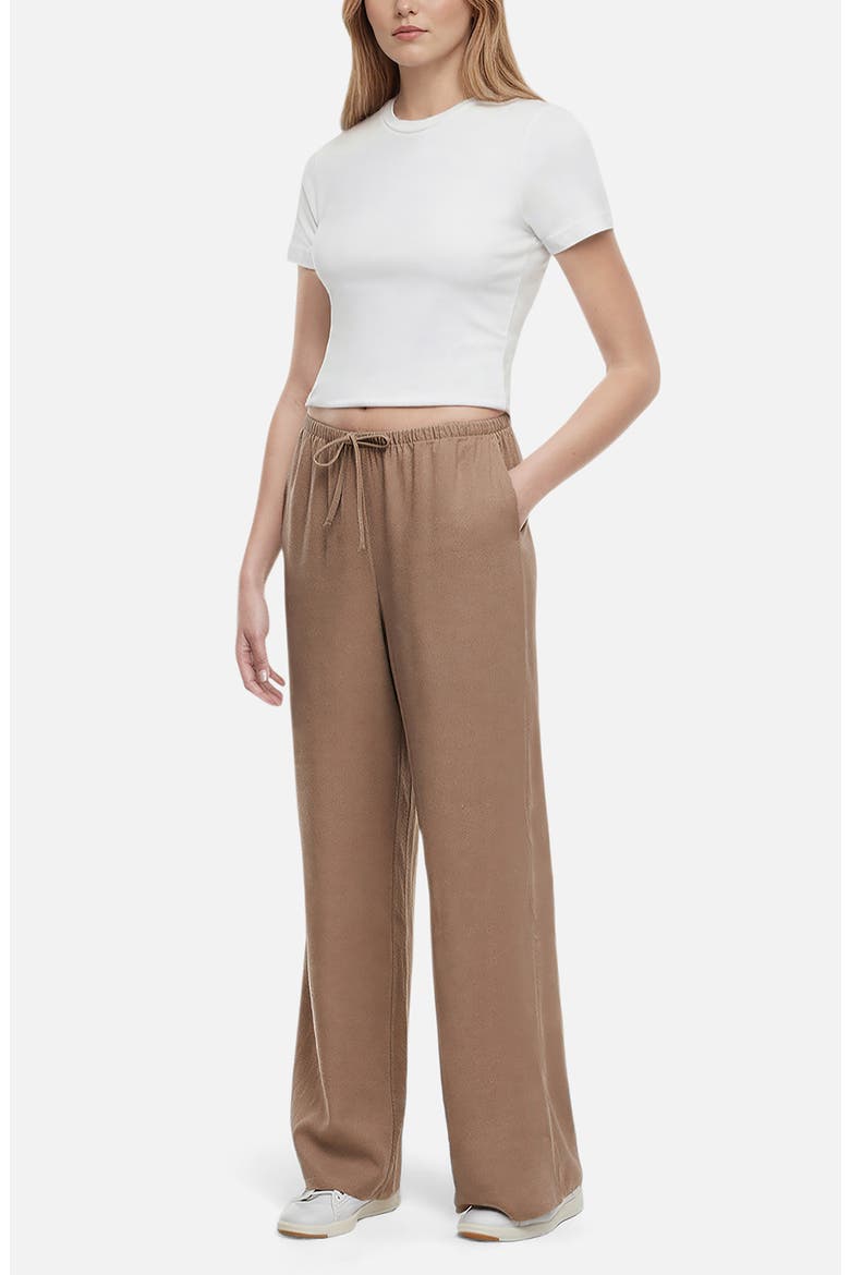 Drawstring Linen Blend Wide Leg Pants, Alternate, color, PORTABELLA