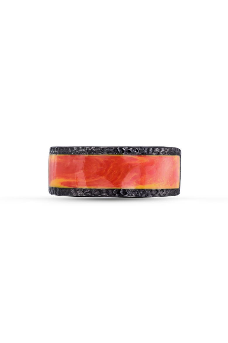 Mista Lava Sterling Silver & Enamel Band Men Ring, Main, color, Grey