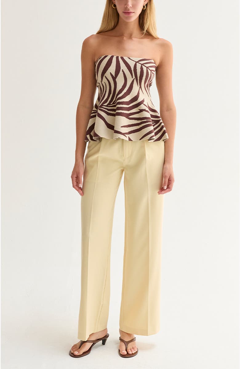 CRESCENT Leaf Print Jacquard Knit Peplum Top, Alternate, color, Cream/Brown