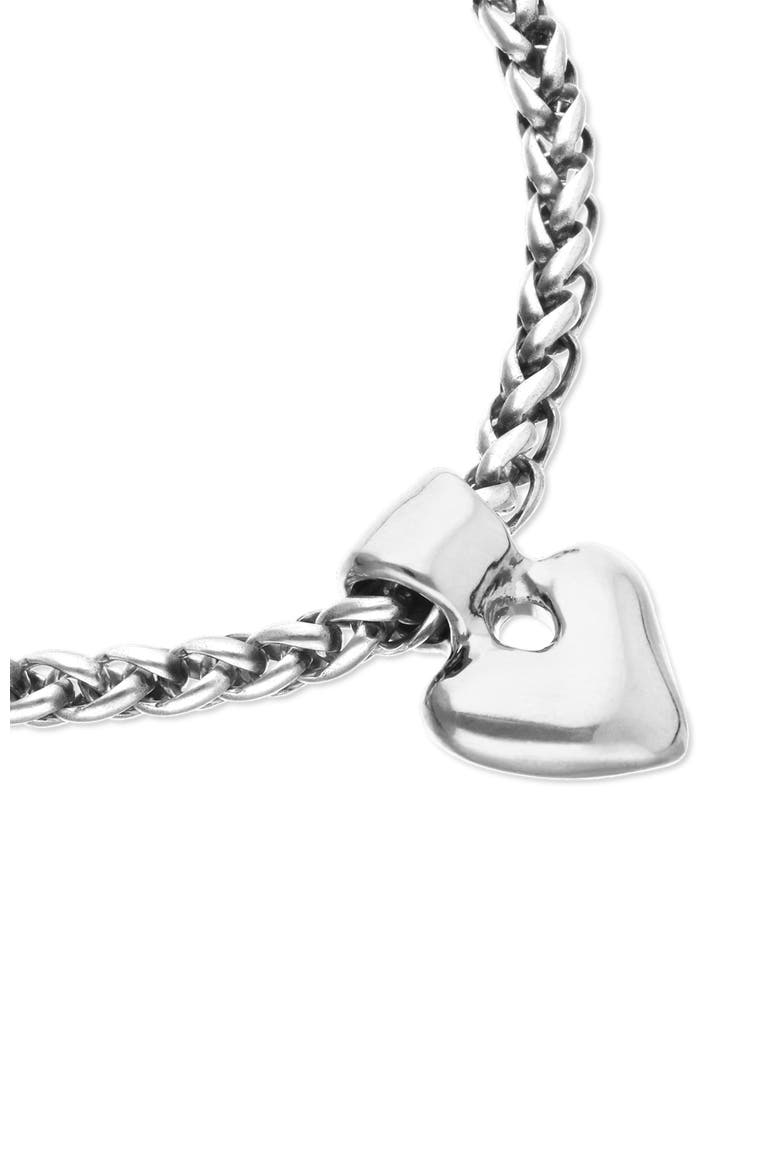 Chain Bracelet with Sterling Silver Plated Heart Detail, Alternate, color, Silver