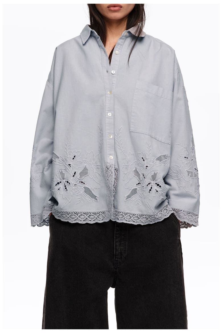 Straight-fit Shirt With Embroidery, Main, color, LIGHT BLUE