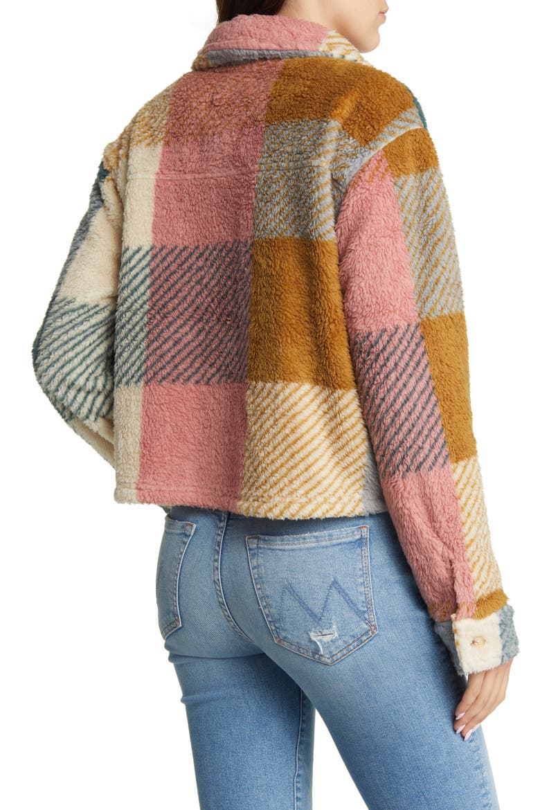 Crop Fleece Shirt Jacket, Alternate, color, MULTI CHECK PLAID