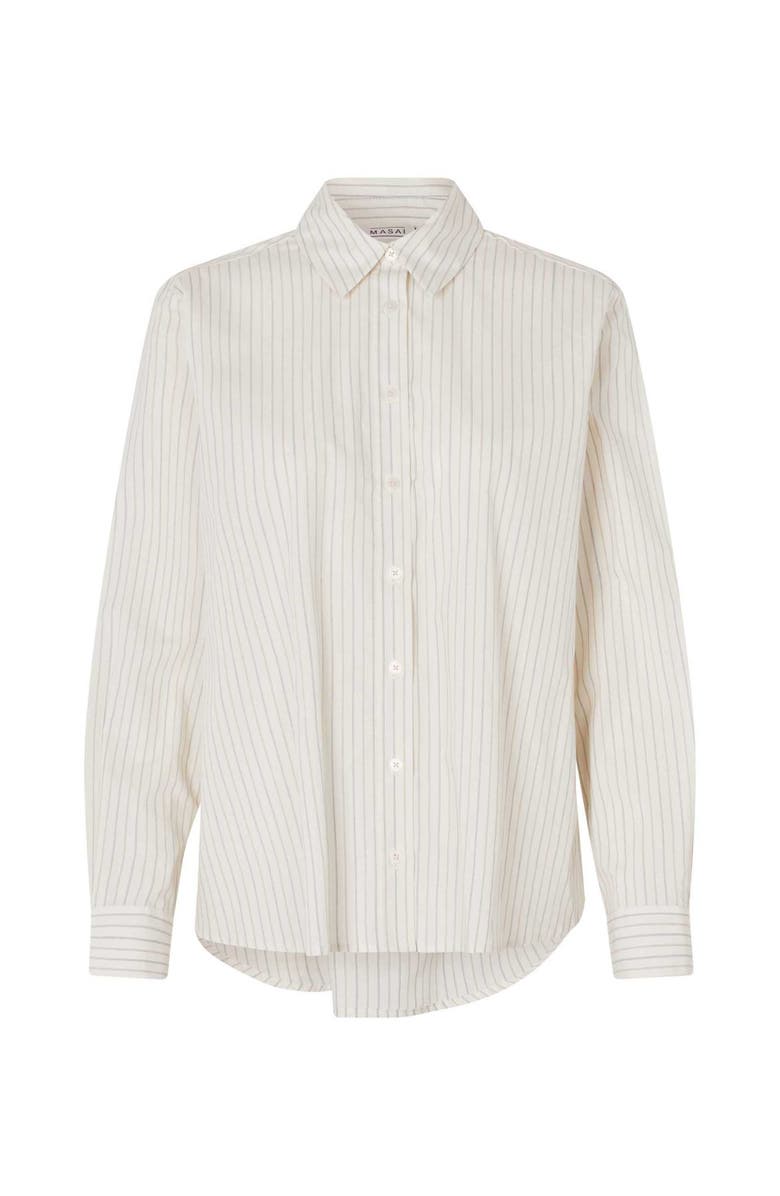 Masai Copenhagen MaImma 100% Cotton Long Sleeve Shirt, Main, color, Jet Stream