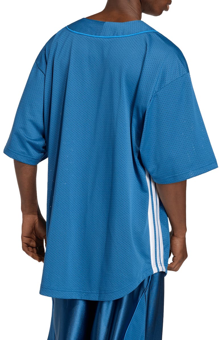 adidas Stadium Mesh Baseball Shirt, Alternate, color, Dusky Petrol/ Ray Blue/ White