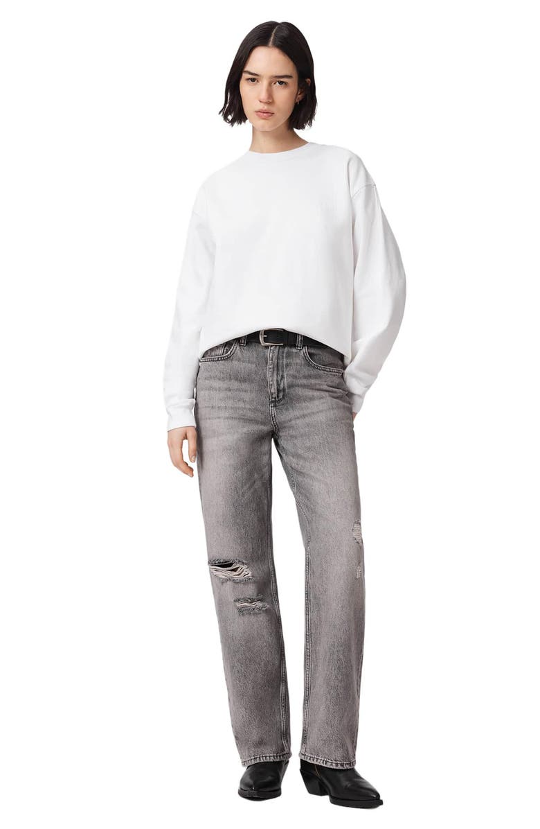 AllSaints Mabel Etta Cotton Sweatshirt, Alternate, color, Optic White