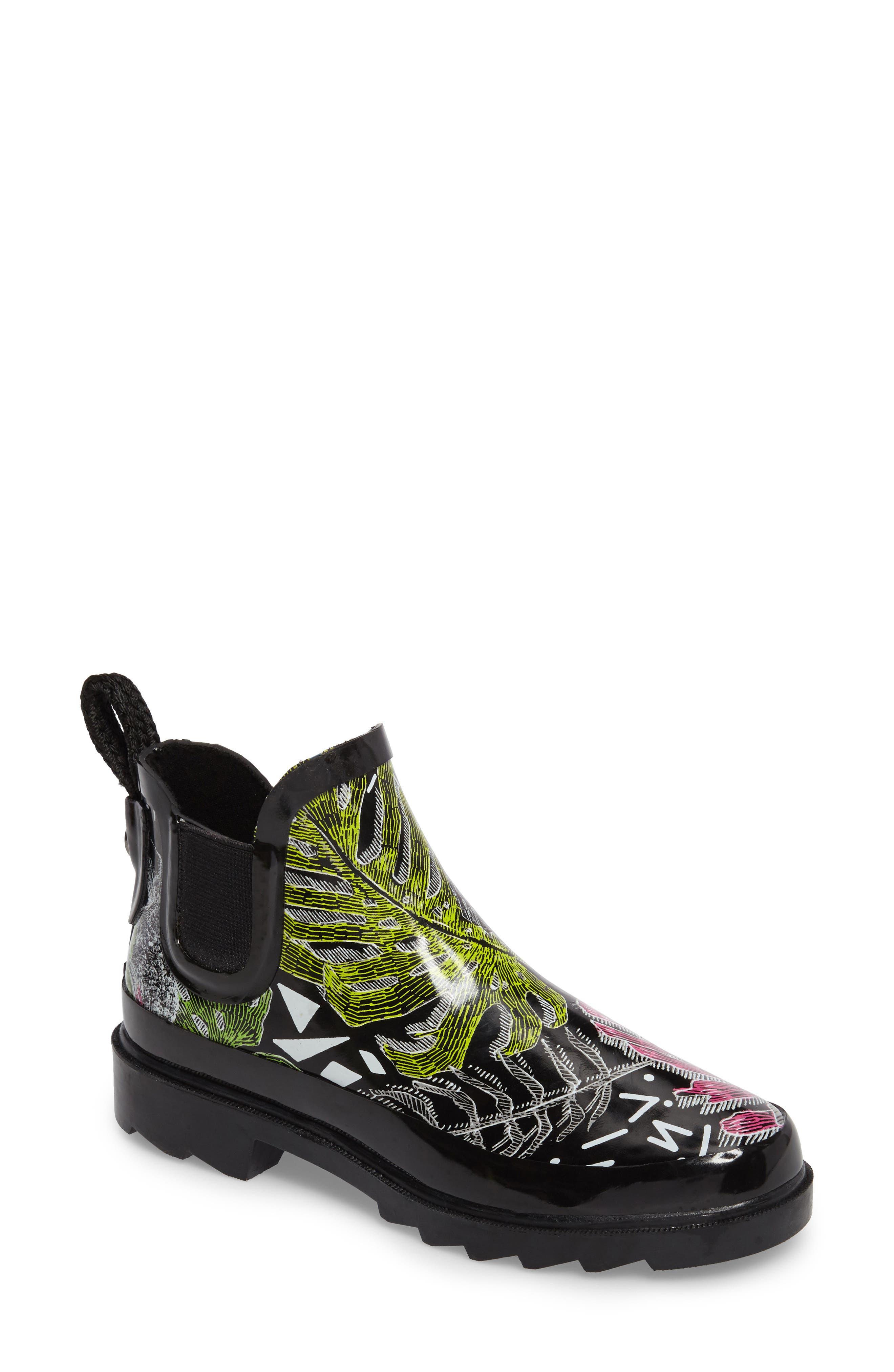 Rhyme Waterproof Rain Boot, Main, color, BLACK WILD LIFE