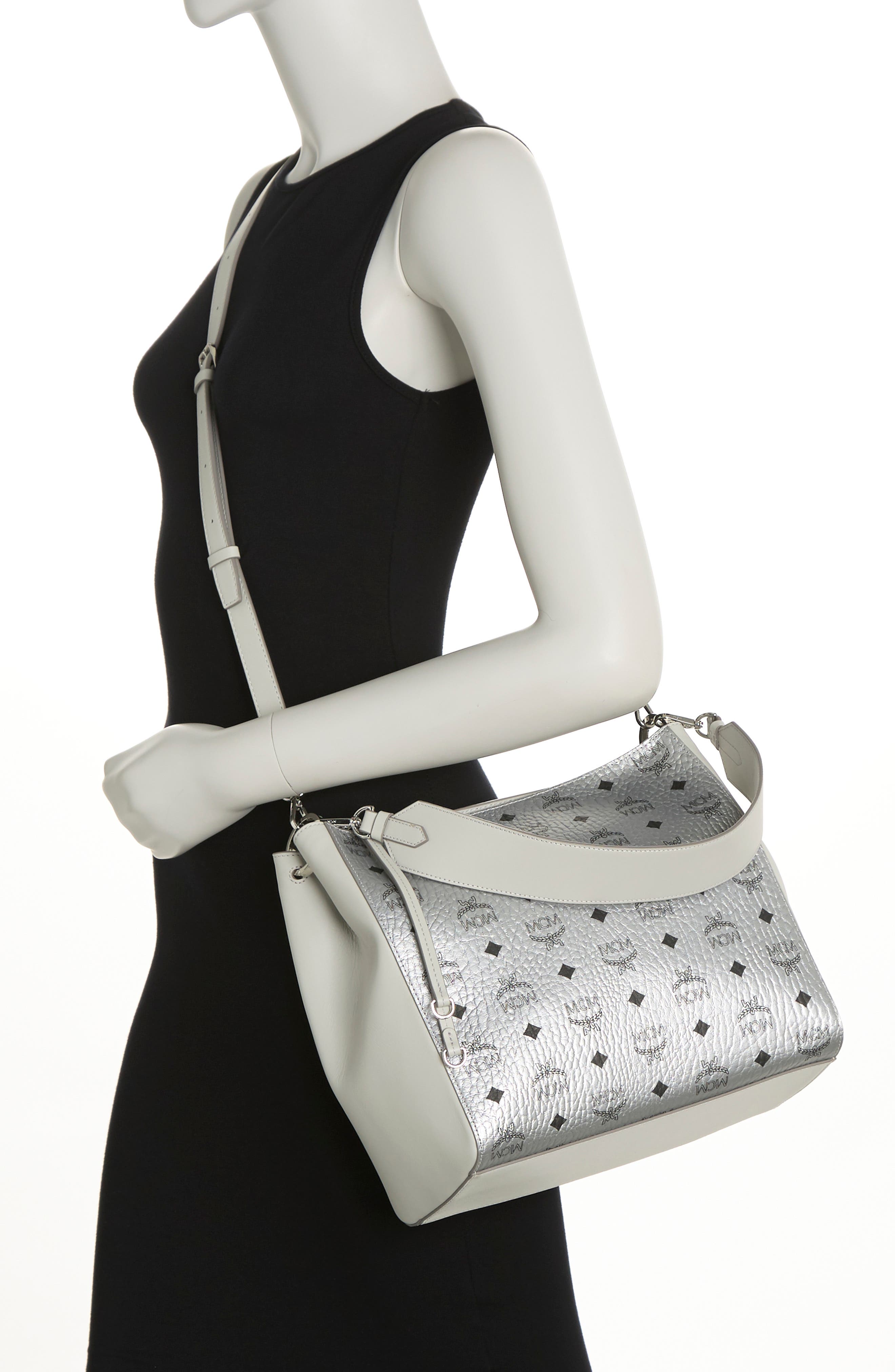 MCM Medium Aren VI Leather Hobo Bag, Alternate, color, 