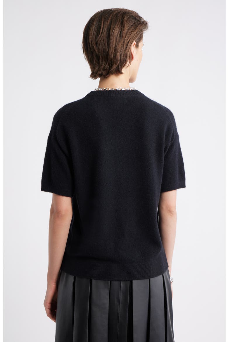 Short Sleeve Cashmere Sweater, Alternate, color, BLACK ROCK