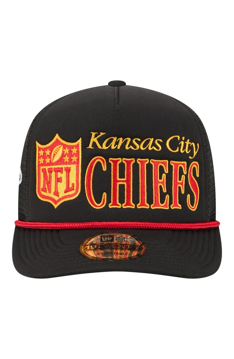 New Era Men's New Era Black Kansas City Chiefs Throwback Foam 19TWENTY Adjustable Hat, Alternate, color, Black