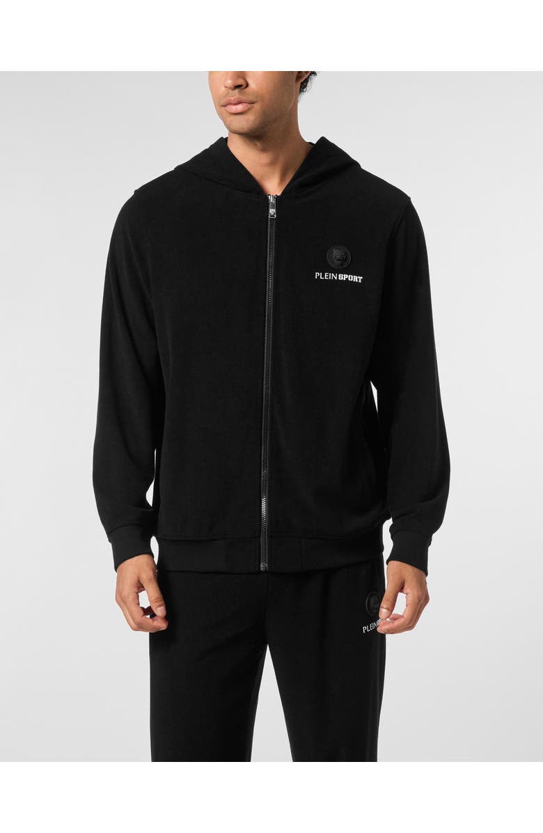 PLEIN SPORT Sponge Hoodie Sweatjacket Men, Main, color, Black