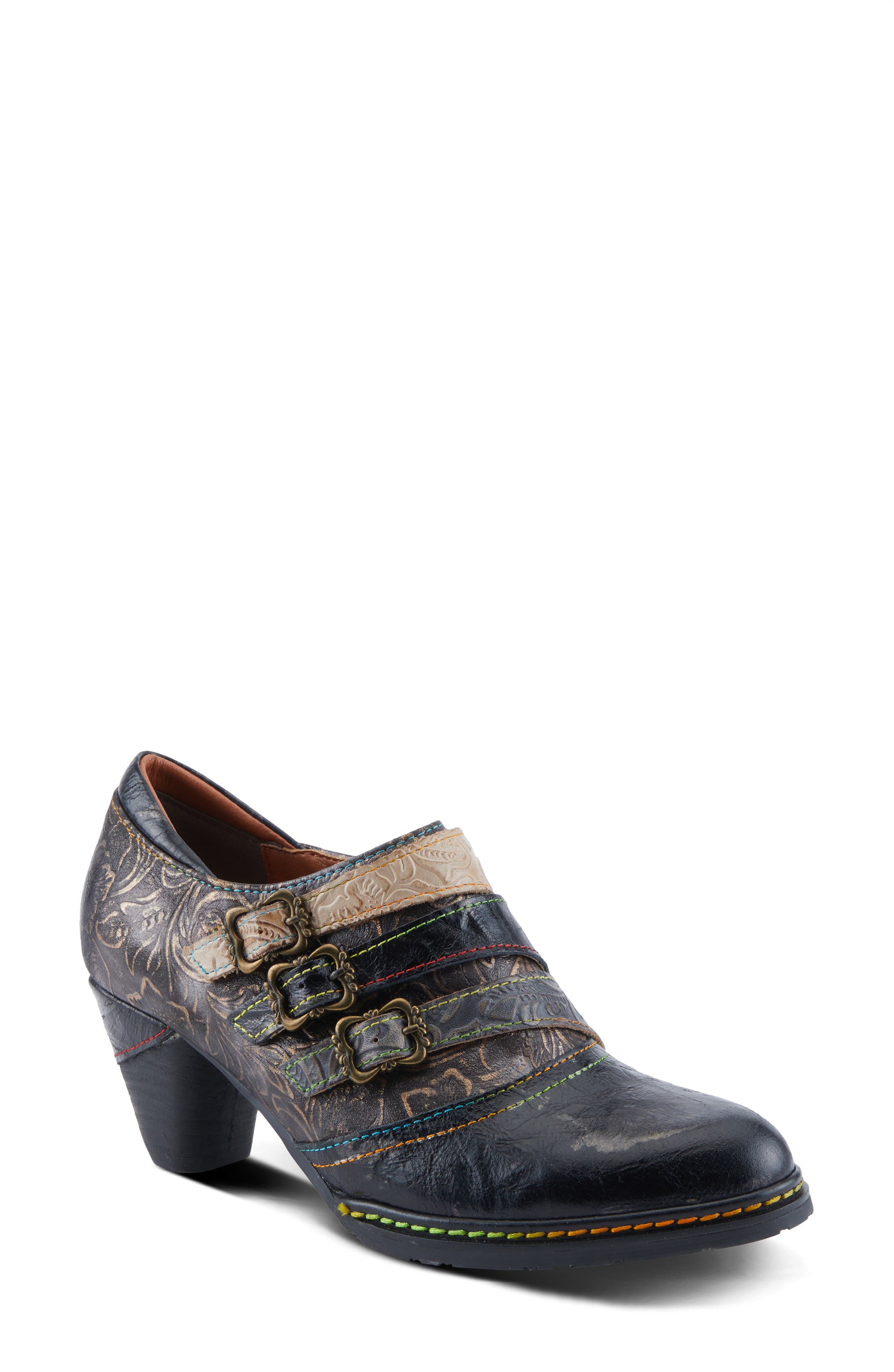 L'Artiste by Spring Step Graphic Bootie, Main, color, Black Metallic