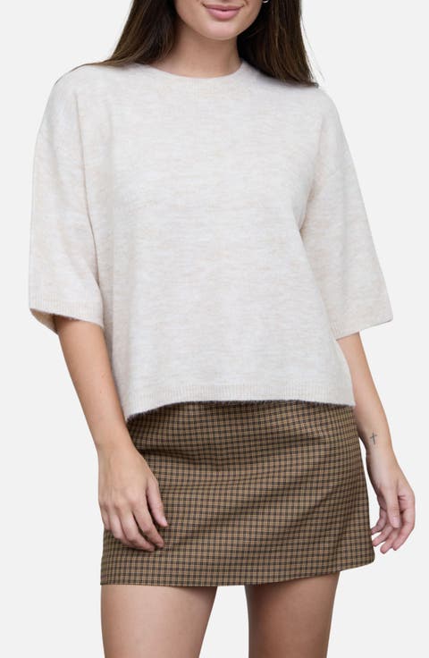 Crewneck Sweater with Elbow Length Sleeves