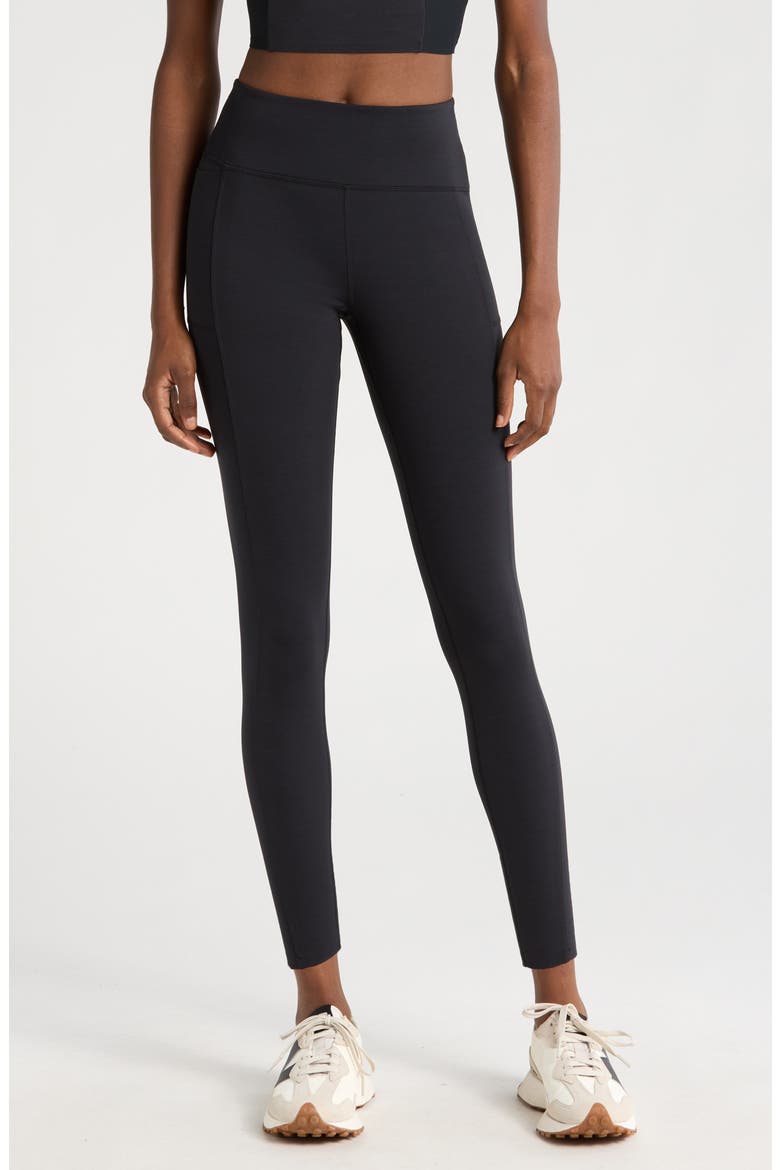 Moveknit Bonded Pocket Leggings, Main, color, HEATHER BLACK