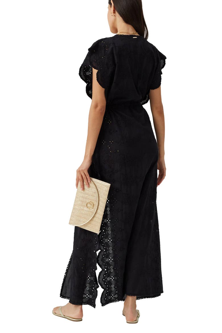 Talitha Eyelet Embroidered Cover-Up Dress, Alternate, color, BLACK